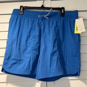 All In Motion Men's 6" Volley Swim Shorts Blue Size L NWT Quick Dry UPF 50+ Line